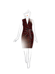 Classic Fit Wrap Dress, Sleeveless - Heart-Me Print